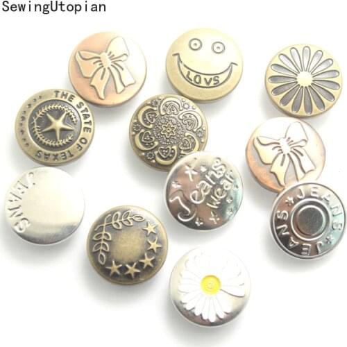 5PCS Round Shank Retro Metal Button Sewing Scrapbooking Home Apparel Clothing Replace Handmade Crafts Accessories Decor 17MM
