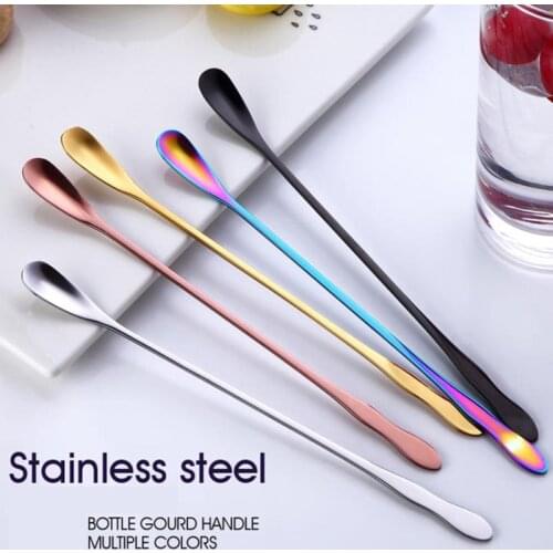Ice Spoon Coffee Mixing Spoon Stainless Steel Long Handle Teaspoon Ice Cream Dessert Scoop Tableware Kitchen Supplies