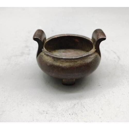 China Old Bronze Fengshui Copper Cornucopia Binaural Incense Burner Censer