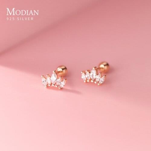 Modian Fashion New Mini Tiny Zircon Crown Real 100% 925 Sterling Silver Anti-Allergy Stud Earring for Women Fine Jewelry Brincos