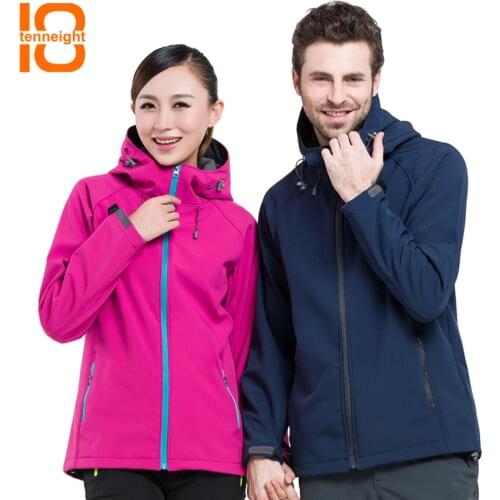 TENNEIGHT Outdoor soft shell jacket men Fleece jacket women Waterproof Windproof winter Sport Hiking Jacket Camping Climbing