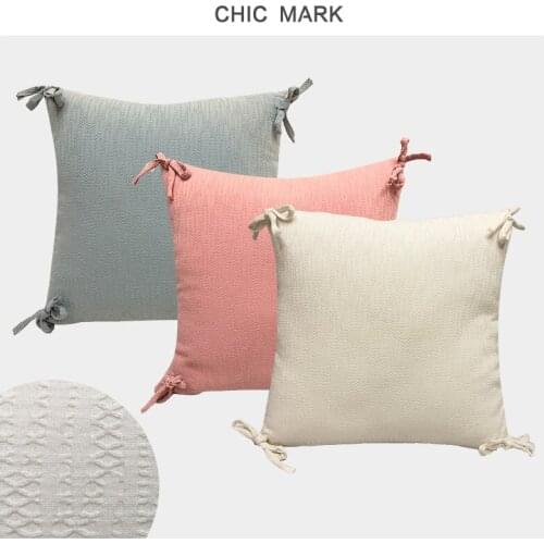 New Cotton linen Cushion Cover 43x43cm Cute Bowknot Jacquard Square pillowcase for Home Couch Sofa Decoration pillow Covers 1Pcs