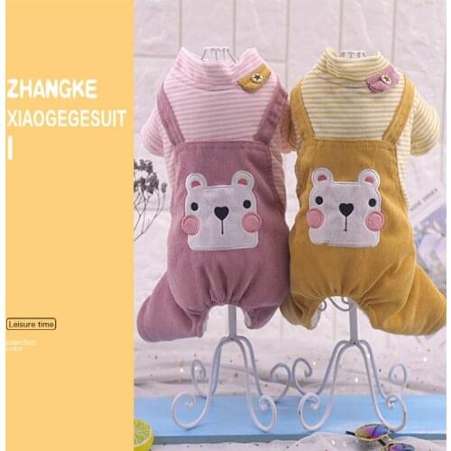 New bestselling pet dog clothes cartoon four legged clothes autumn and winter fashion warm and thickened cotton padded clothes