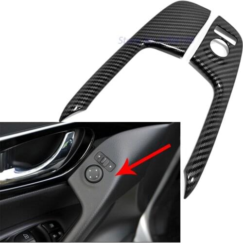 2pcs For Nissan Qashqai J11 2015-2019 Front Door Window Armrest Cover Trim ABS Carbon Fiber Car Interior Parts