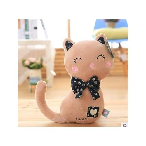 About 30cm cartoon love brown cat plush toy bowtie cat doll Christmas gift b0853