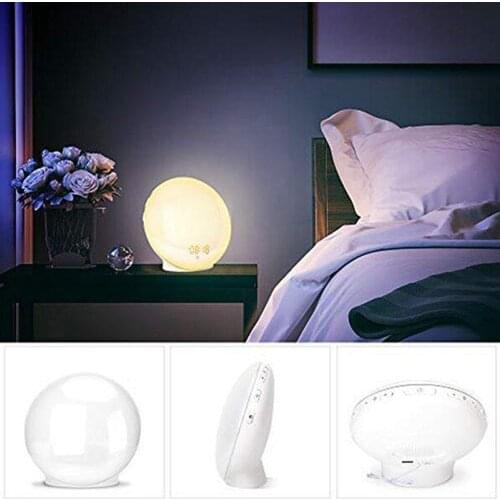 Wake-Up Light7 Colors Night Light/Sunrise Simulation And Sleep Assist Dual Alarm Clock With FM Radio7 Sounds Suitable For Bedroo