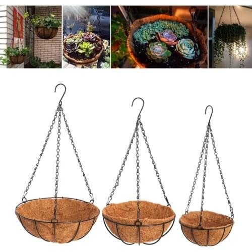 Hanging Coconut Vegetable Flower Pot Basket Liners Planter Garden Decor Iron Art