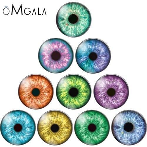 Colorful Animal doll eyes 10pcs 8mm/10mm12mm/18mm/20mm/25mm Round photo glass cabochon demo flat back Making findings