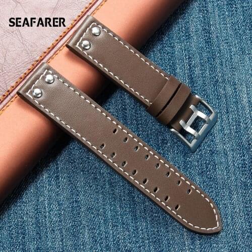 20mm 22mm Double Screw Universal Calfskin Leather Genuine Watch Band For Hamilton Field Aviation Wrist Belt Watch Strap Bracelet