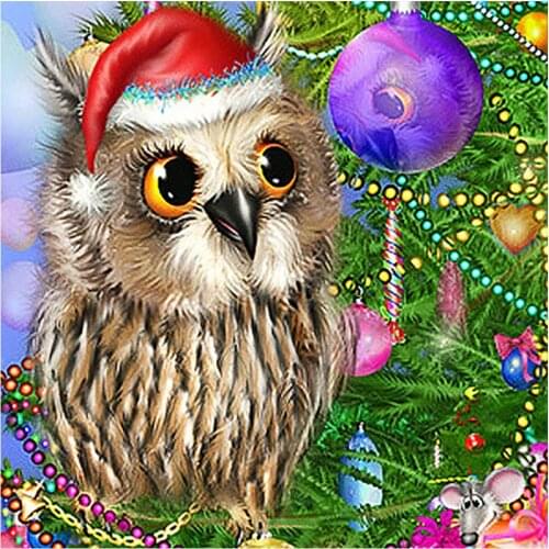 Christmas Ball Little Owl Diamond Painting Round Full Drill Nouveaute DIY Mosaic Embroidery Cross Stitch Animal Cartoon Pattern