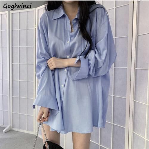 Shirts Women Spring Autumn Plain Loose Casual Shirt Female Korean Style BF Chic Fashion All-match Elegant Tops Ladies Gentle New