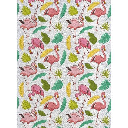 Pink Flamingo Cartoon Pattern Lychee Pattern Leather Fabric for Diy Earrings 22X30cm A4