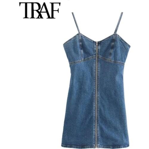 Модные джинсовые платья TRAF China At AliExpress