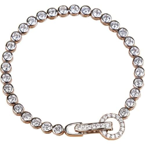 Woman Platinum Plated 925 sterling Silver with Round cut Simulated Moissanite Diamond ChainTennis Bracelet Wedding Fine Jewelry