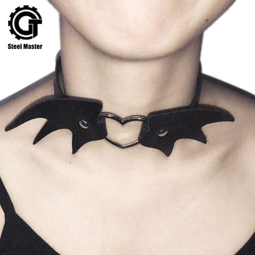 Gothic Punk Necklace Women Black Metal Heart Special Animal Shape Party Accessory
