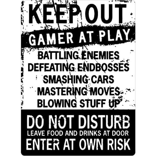 Funny Gamer Decor, 'Keep Out Gamers Only' 12 x 9 Tin Signs, Gaming Do Not Disturb Signs, Funny Video Game Signs for Boys Room