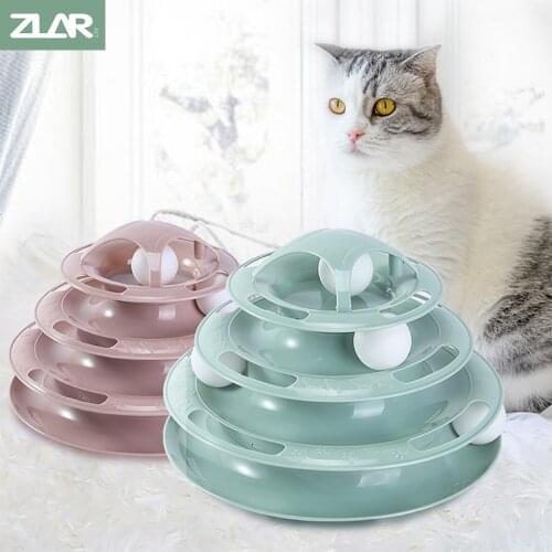 ZLAR 4 Levels Pet Cat Toy Training Amusement Plate Cat Toys Tracks Space Tower Interactive Cat Intelligence Cat Tower Cat Tunnel