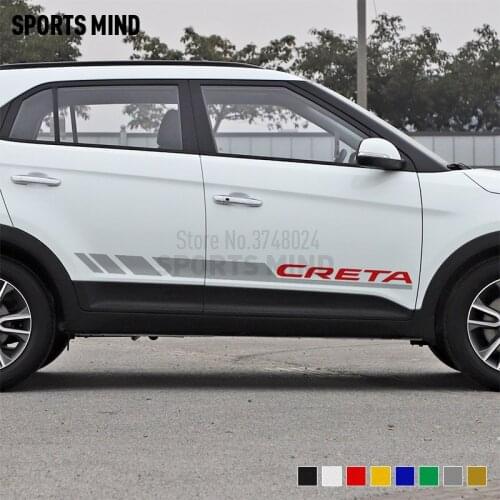 1 Pair For Hyundai Creta Ix25 Exterior Accessories Car Door Side Stripe Car Sticker Decal Automobiles Car Styling