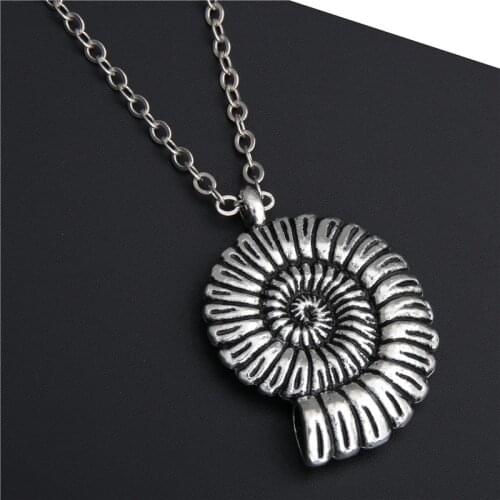 1pc Silver Color Shell Necklace Spiral Swirl Sea Snail Necklace Ocean Beach Conch Necklaces For Women Party Gift E530