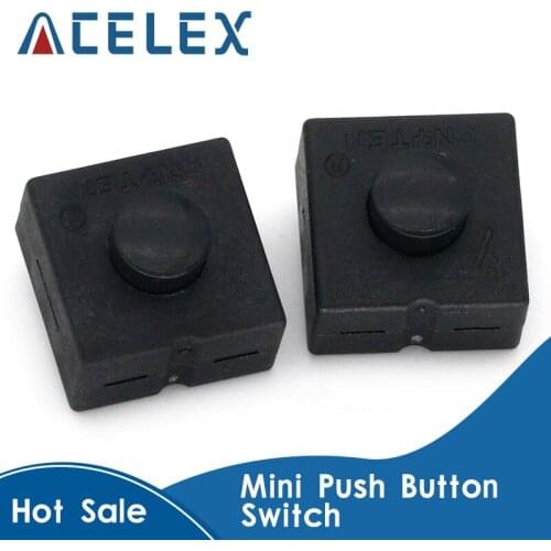 10Pcs DC 30V 1A 3Pin Black Mini Push Button Switch for Electric Torch 3P Curved 2 On 1 Off Flashlight Switchs