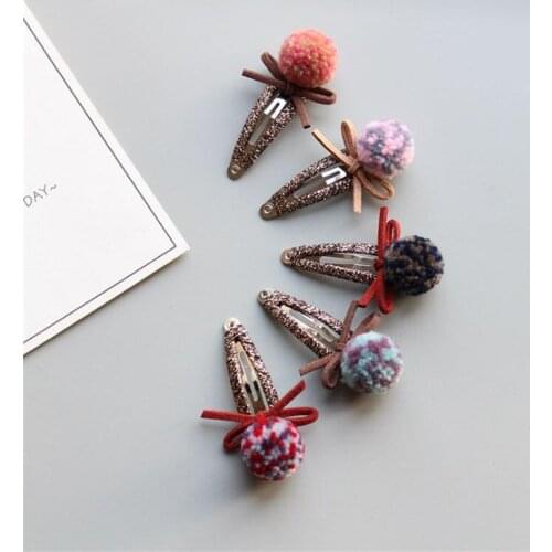 10pc/lot Children Girls Hair Accessories Pompom Soft Ball Kid Hair Clip Hairpins Assorted Colors Barrettes Cute BB Clip Headwear