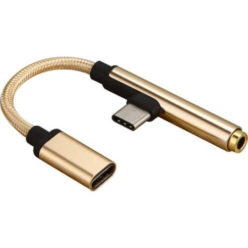 2 In 1 Usb Type C Adapter Charger Audio Type-C To 3.5mm Jack Headphone Aux Converter For Samsung For Xiaomi HTC For Huawei
