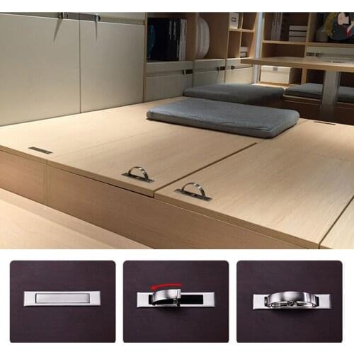 4 Set Tatami Hidden Door Handle Zinc Alloy Recessed Flush Pull Cover Floor Cabinet Handle Silver Black Furniture Handle Hardware