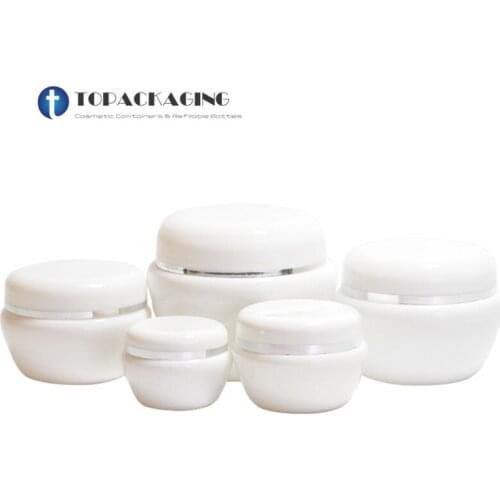 50pcs*5/10/20/30/50g White Plastic Tins Cream Jars Hair Wax Containers Empty Jars Cosmetic Container Small Eye Shadow Cream Pot