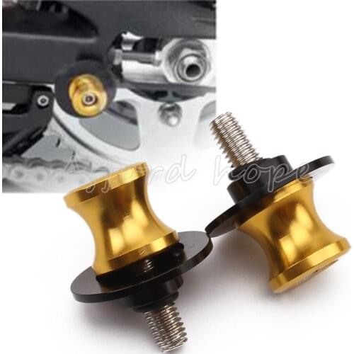 8mm Motorcycle Street Racing Road Bike Anodized Swingarm Slider Spools Stand Screws Gold Universal Fit for Honda Ducati