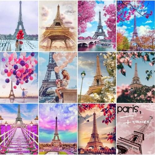 Diamond Painting New Arrival Full Square TowerLandscape Diamond Embroidery DIY Paris Cross Stitch Set Beaded Decor for Home