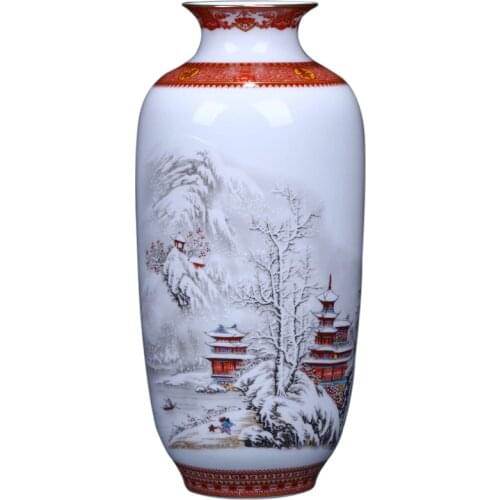Antique Jingdezhen Ceramic Vase Eggshell Vase Desk Accessories Crafts Snow Flower Pot Traditional Chinese Style PorcelainVase