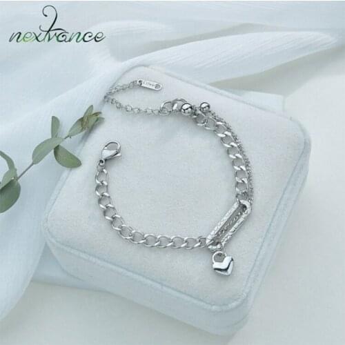 Nextvance Stainless Steel 2021 Chain Link Heart Bracelets & Bangles Simple Trendy Bracelet For Women Accessories Jewelry
