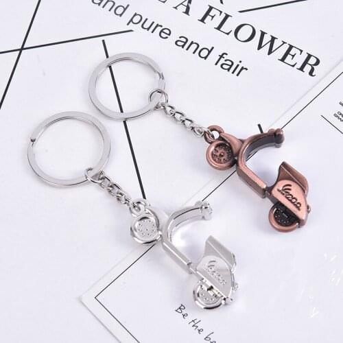 Antique Bronze Plated Scooter 3D Auto Car Charm Keyring Motorcycle Pedal Keychain Personality Motorbike Keyfob