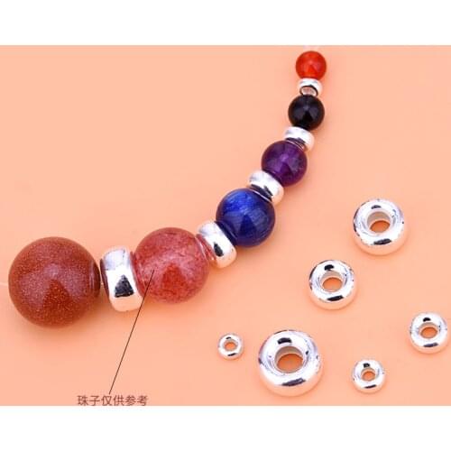 10PCS 925 sterling silver diy bracelet necklace material accessories bead loose beads ring beads wheel beads spacer gasket