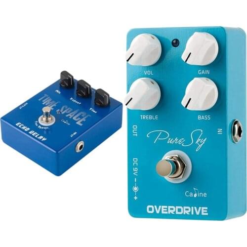 Caline 1 Pcs CP-17 Echo Delay Guitar Effects Pedal Time Space Bass & 1 Pcs Pure Sky OD Guitar Effect Pedal CP-12