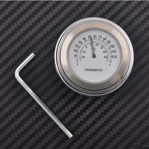 Motorcycle Handlebar Clock Thermometer Moto Handlebar Mount Dial Clock Thermometer Temp Gauga Aluminum