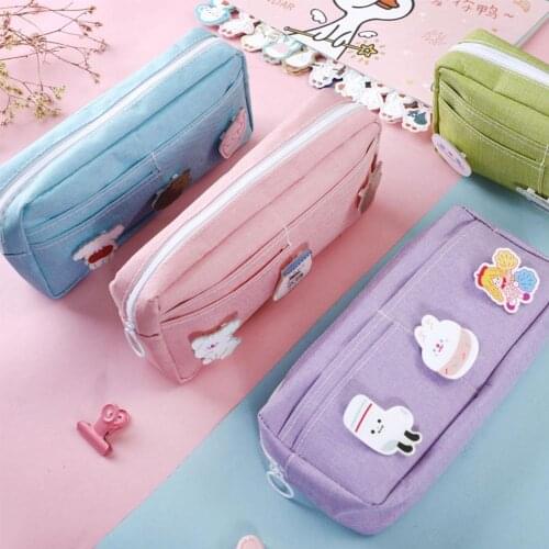Storage Pencil Bag Cute Animal Large Capacity Pencil Cases Pen Creative Pen Box Pouch Case Office School Stationery Supplies