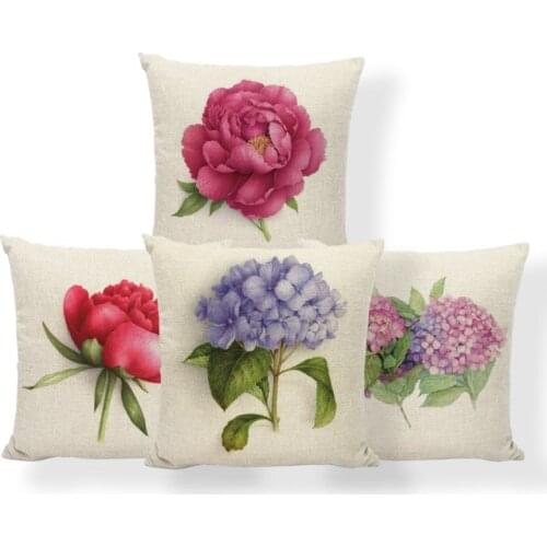 Flowers Hydrangea Cushion Cover Rose Mandala Purslane Pillow Case Plant Anime Chair Homeware Throw Pillow Covers 18X18 Burlap