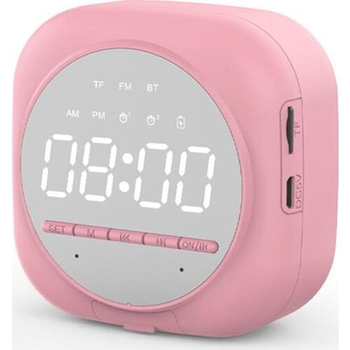 Digital Led Mirror Alarm Clock Snooze Table Clock Wake Up Light Dual Alarm Clock Wireless Speaker FM Radio Stereo Sound