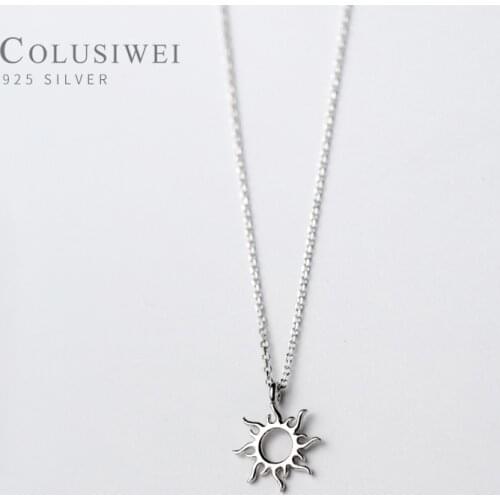 Colusiwei Fashion Light Sun Pendant Necklaces for Women Simple Short Chain Necklace 925 Sterling Silver Korean Style Jewelry