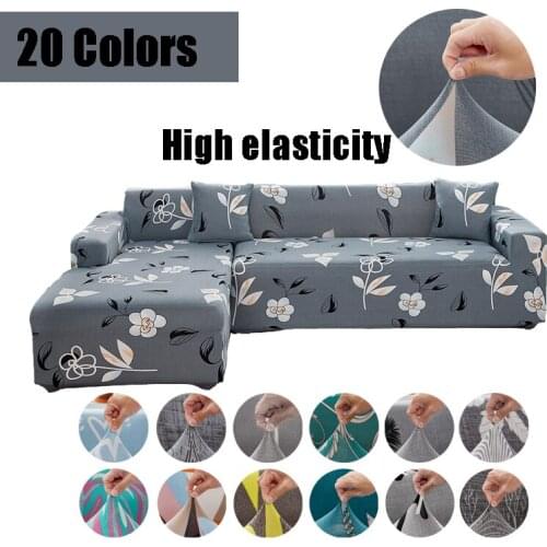 Floral Sofa Cover Elastic Slipcovers L-shape Sofa Towel for Living Room Cheap Sectional Couch Cover 1/2/3/4 Seat Stretch