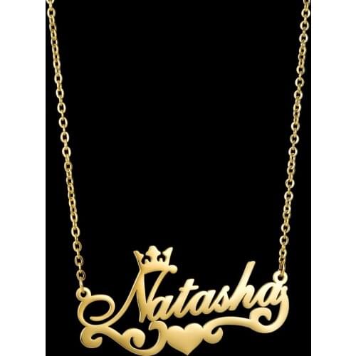 Personality Letter Necklace Custom Name Pendant With Butterfly Crown Heart Stainless Steel Jewelry For Woman Man Trendy Gifts