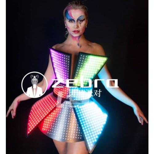 Custmoized led dress Programmable LED luminous performance clothing nightclub gogo technology show