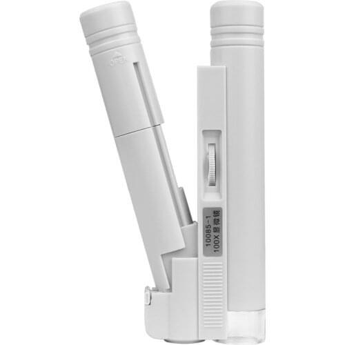 Handheld Microscope 100X Mini Pocket Portable Microscope LED Lamp Light Foldable Jewelry Magnifier Magnifying Loupe