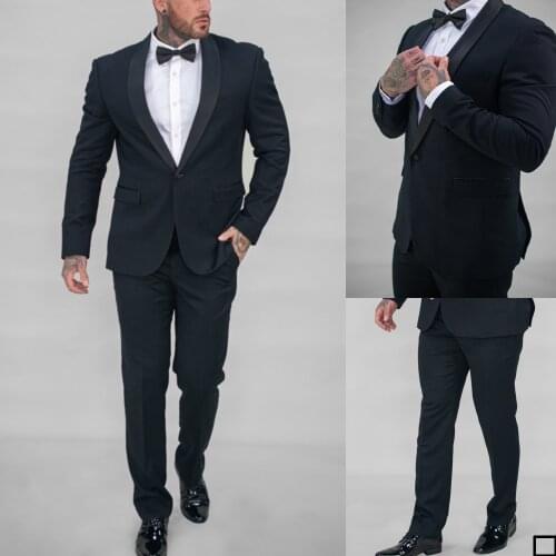 Classic Grooms Men Tuxedos Suits 2 Pieces Sets Custom Made Wedding Party Prom Jacket Pants Daily Coat