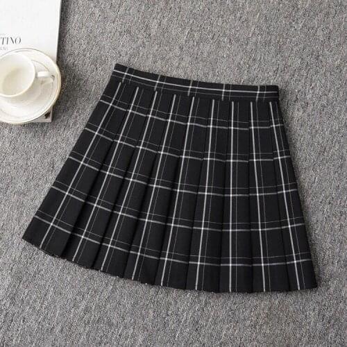Plaid pleated skirt spring summer anti light A-line skirt high waist slim skirt versatile trouser skirt badminton sports skirt