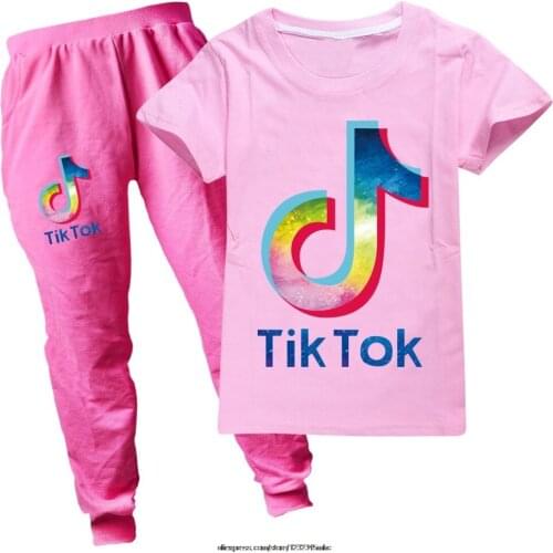 Tik Tok Boys Clothes Childrens Clothing Sets Summer Short Sleeve Shirt and Pants Baby pullover sport shirt Girl Suit