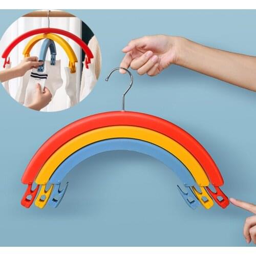 Multifunctional Hanger Household Three-Layer Rotatable Hanger Creative Rainbow-Shaped Hanger With Windproof Clip
