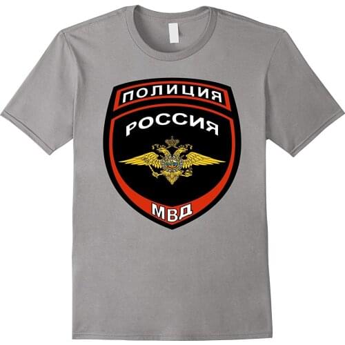 2019 Short Sleeve O Neck MenS 3D Print Fashion High Quality Mens Russian Police Badge T-Shirt Russia Cops Gift Sporter T Shirts