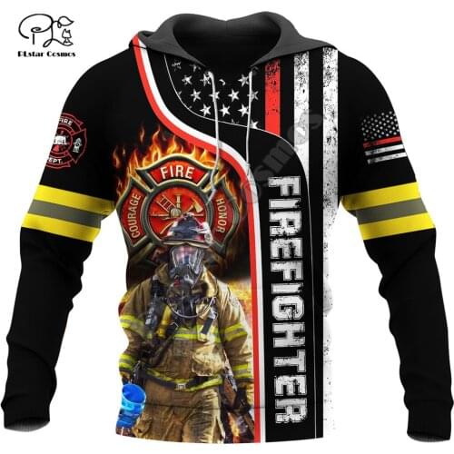 PLstar Cosmos Cool USA Firefighter Fireman 3D Print Hoodies Sweatshirts Zip Hooded For Men And Women Casual Streetwear Q33